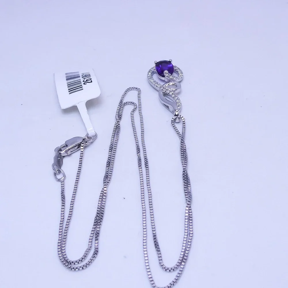 Chuck Clemency Sterling Silver 925 Purple Amethyst & White Topaz 18